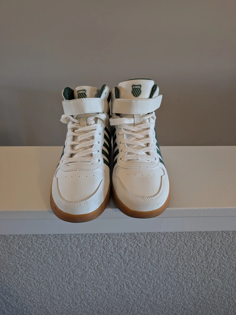 Kids High-Top K-Swiss Sneakers in White and Forest Green